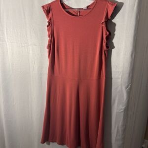 Old Navy Women’s Sleeveless Midi Dress Large Brick Ruffle Trim Casual Soft Knit